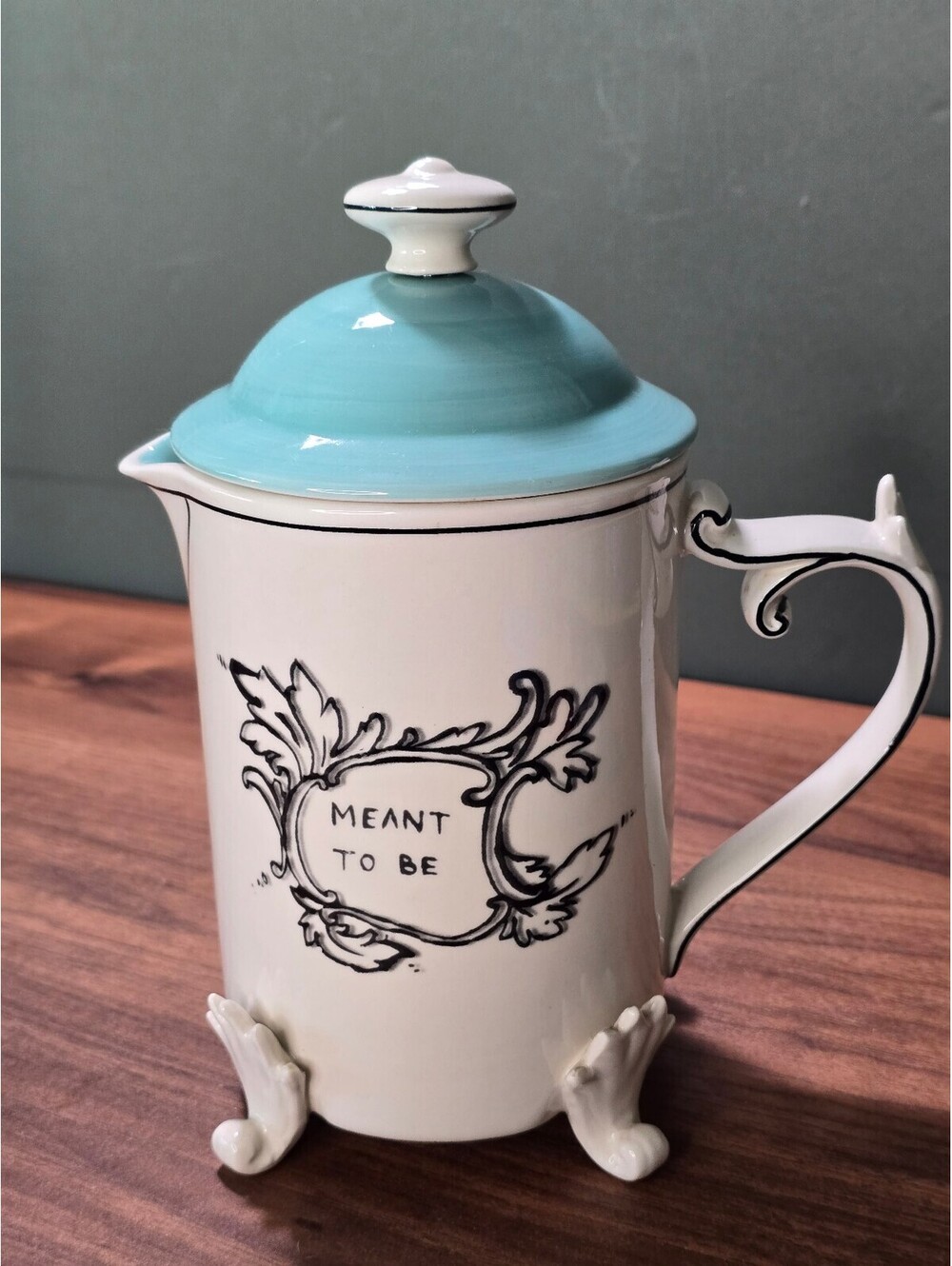 Anthropologie Molly Hatch Meant To Be Ceramic French Press Turquoise Lid - Picture 2 of 5